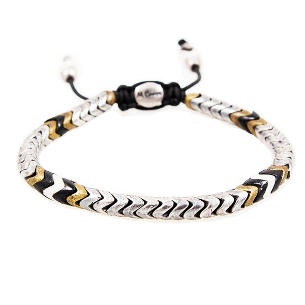 Heroes Motors Jewelry by Mcohendesigns Stacked Sterling Silver Navajo inspired Link Bracelet - Heroes Motorcycles