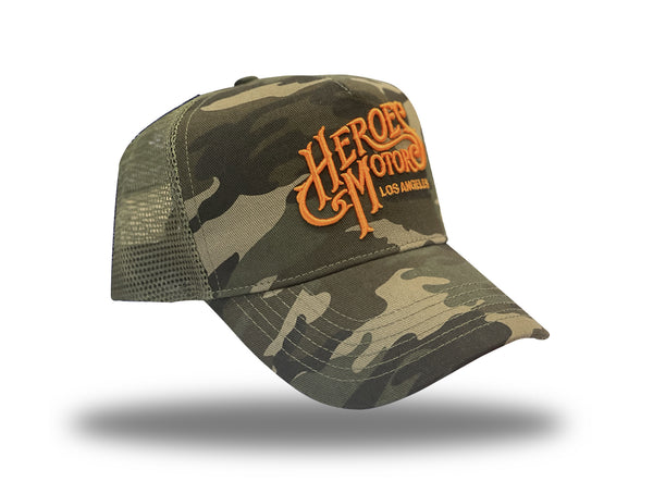 Trucker Hat "3D" HM6001 Camo/Orange