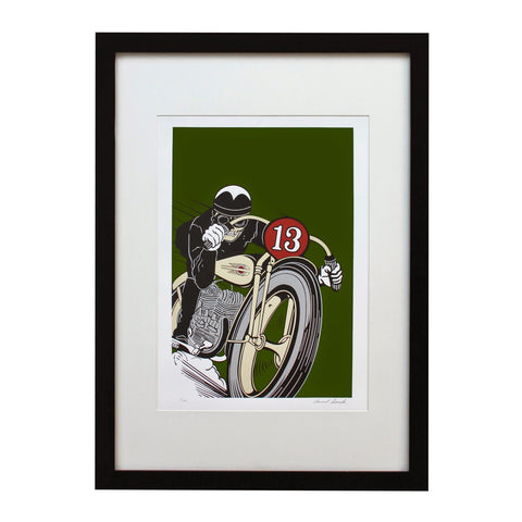 Lucky 13 Green Limited Edition Print Framed by Conrad Leach