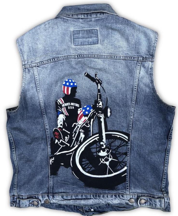 Denim Vest "Captain America" - Heroes Motorcycles