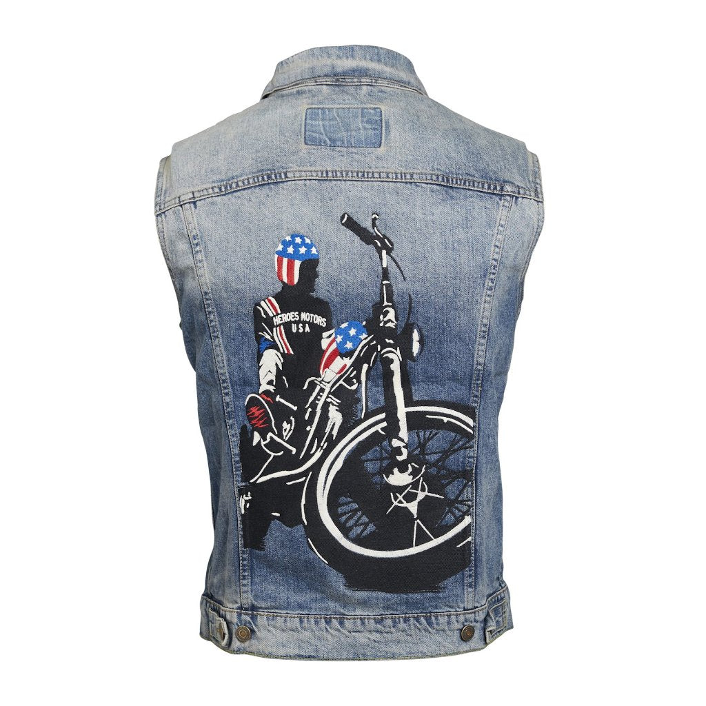 Denim Vest "Captain America" - Heroes Motorcycles